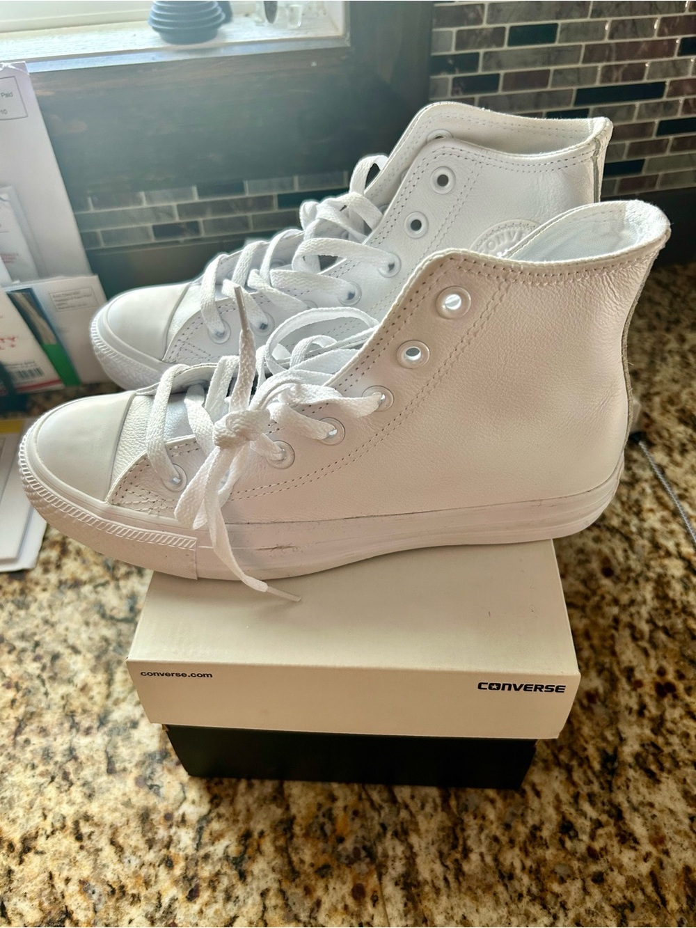 Converse White High Top Sneakers - Leather - Picture 6 of 7